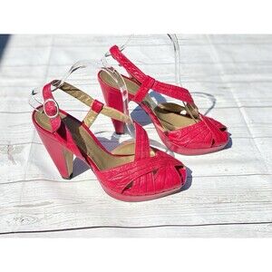 Vintage Jeffery Campbell Pink Leather Strap Cone Heels Women’s Size 39 (8.5)